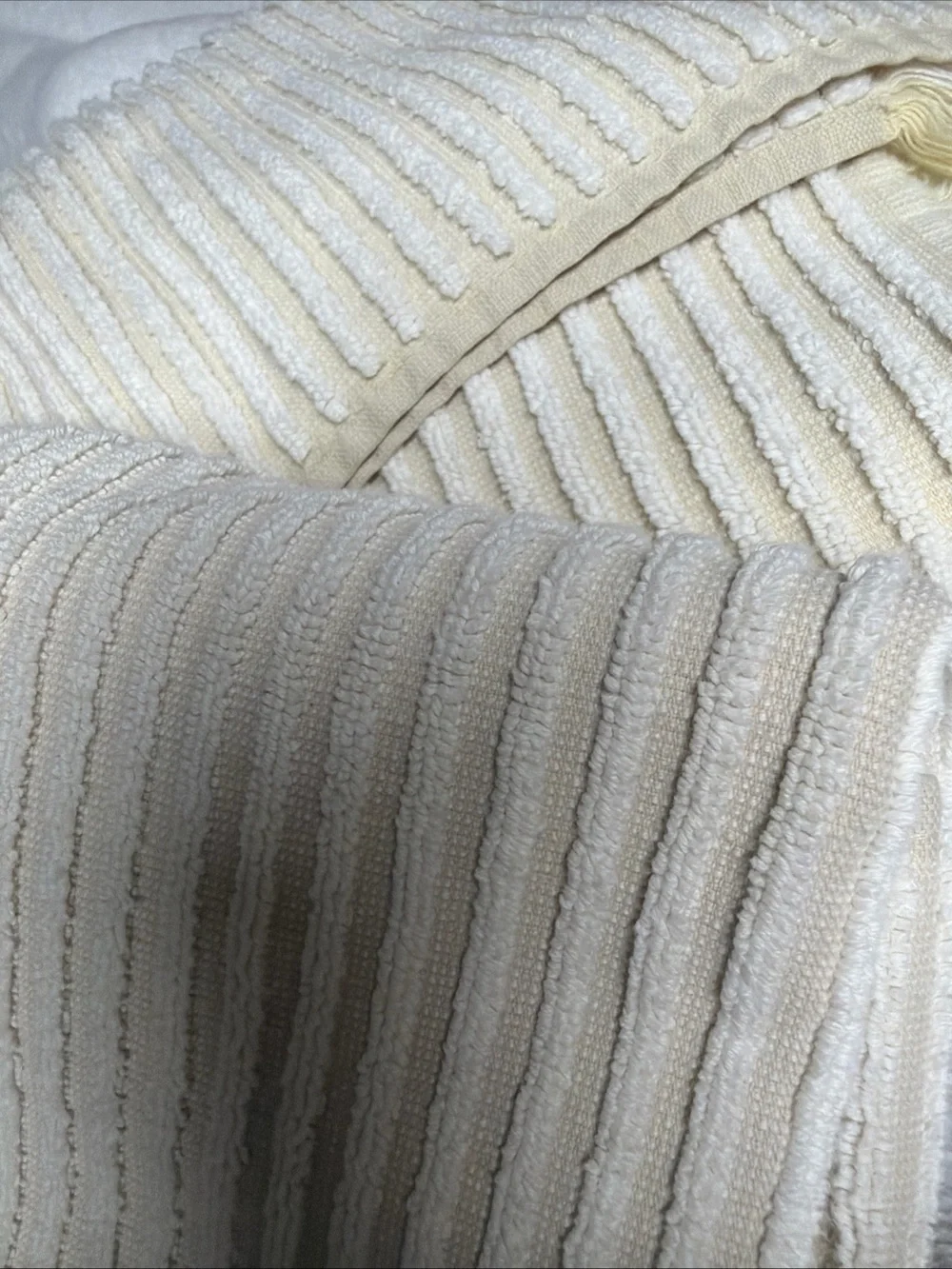 BIANCA Cream Ribbed 100% Cotton bath towel 26.5”x 54” luxurious